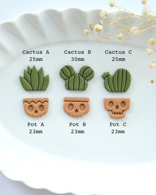 Halloween Skull Cactus Planter Clay Cutters