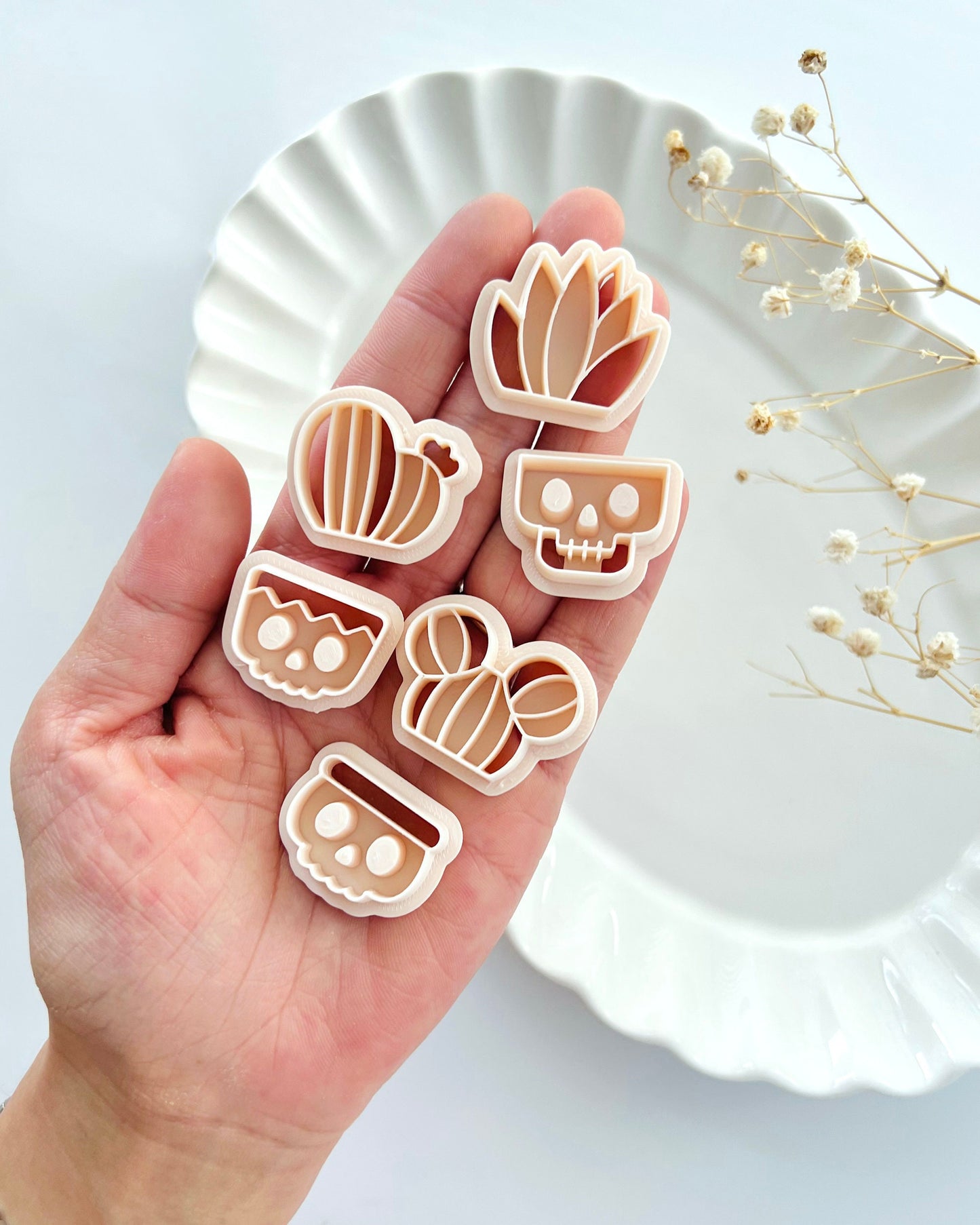 Halloween Skull Cactus Planter Clay Cutters