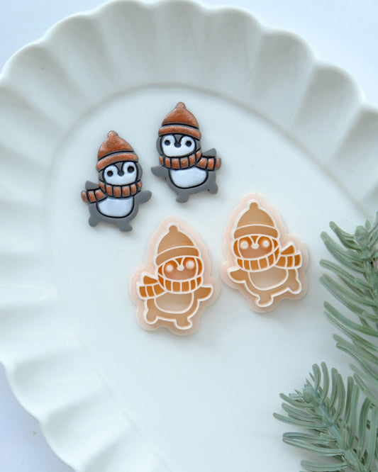 Skiing Penguins Winter Christmas Clay Cutters