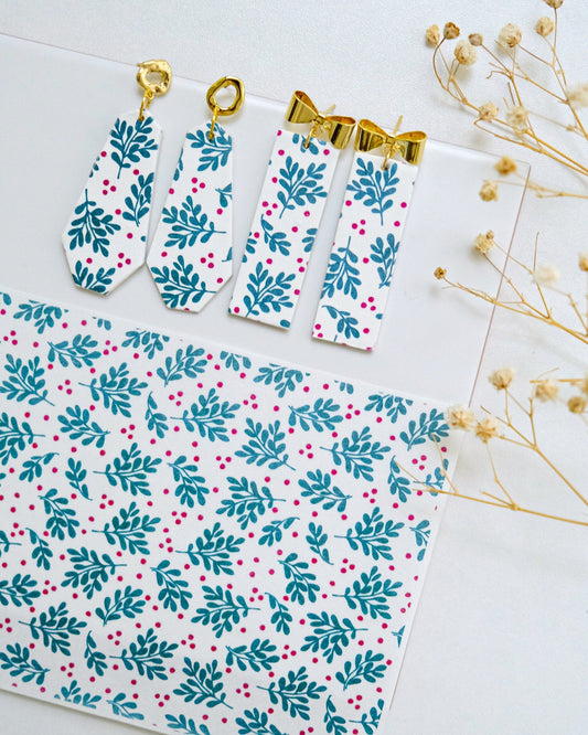 Leaf Christmas Clay Transfer Paper