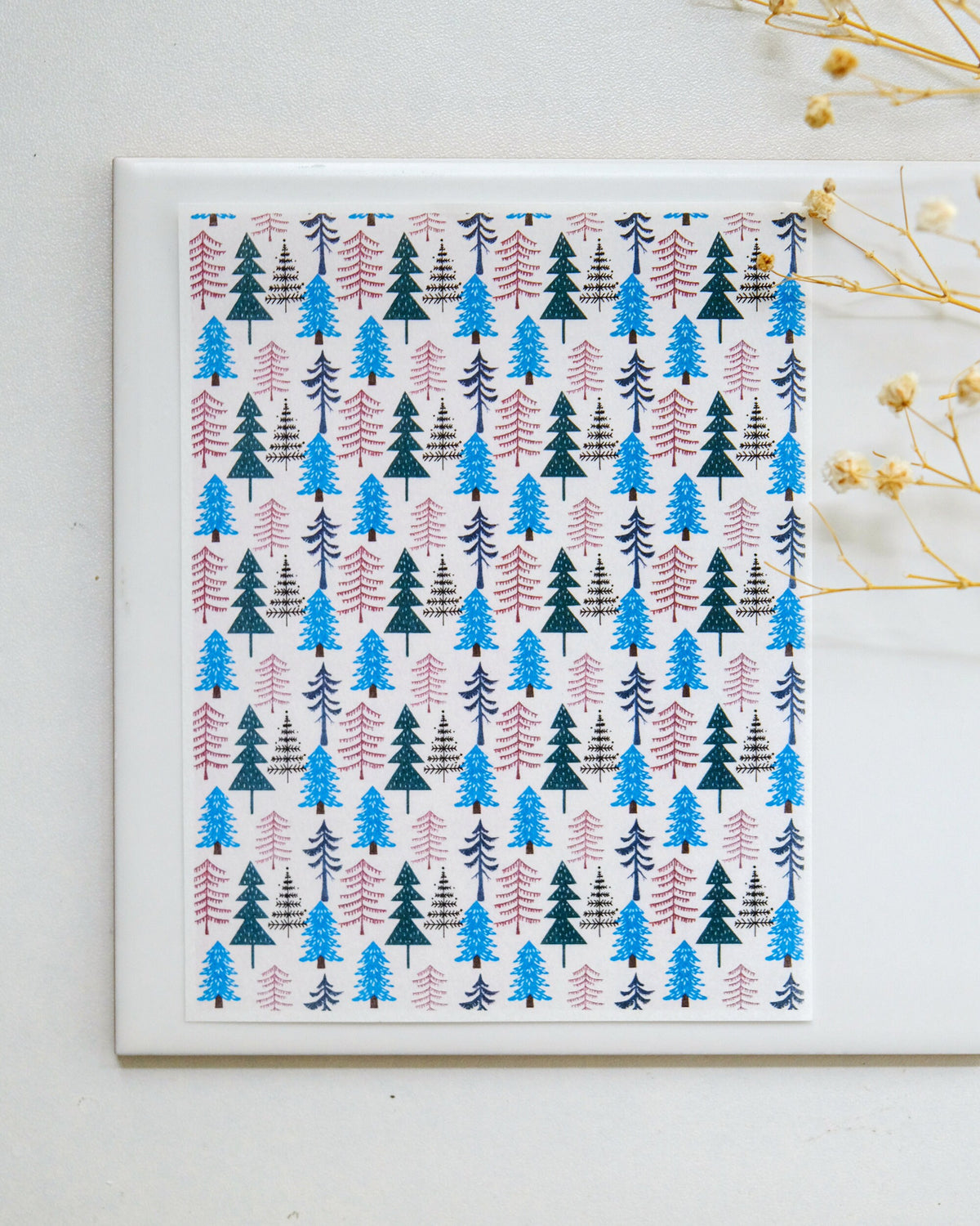 Colorful Christmas Trees Clay Transfer Sheet