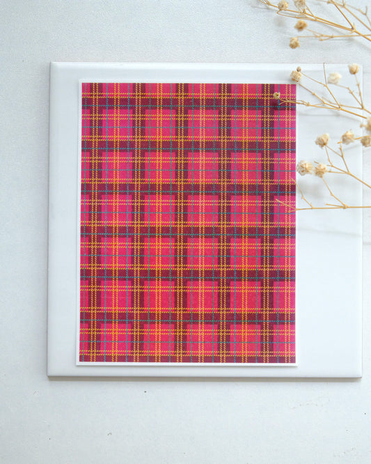 Christmas Red Tartan Plaid Transfer Sheet