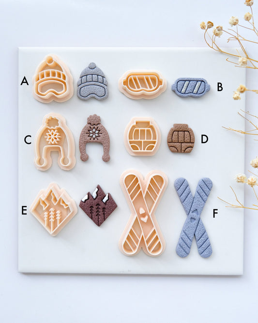 Skiing Polymer Clay Cutters Set