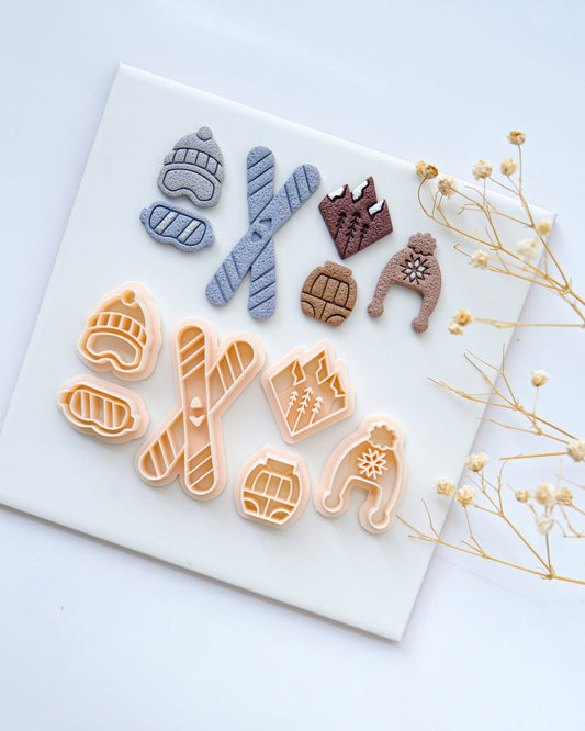 Skiing Polymer Clay Cutters Set