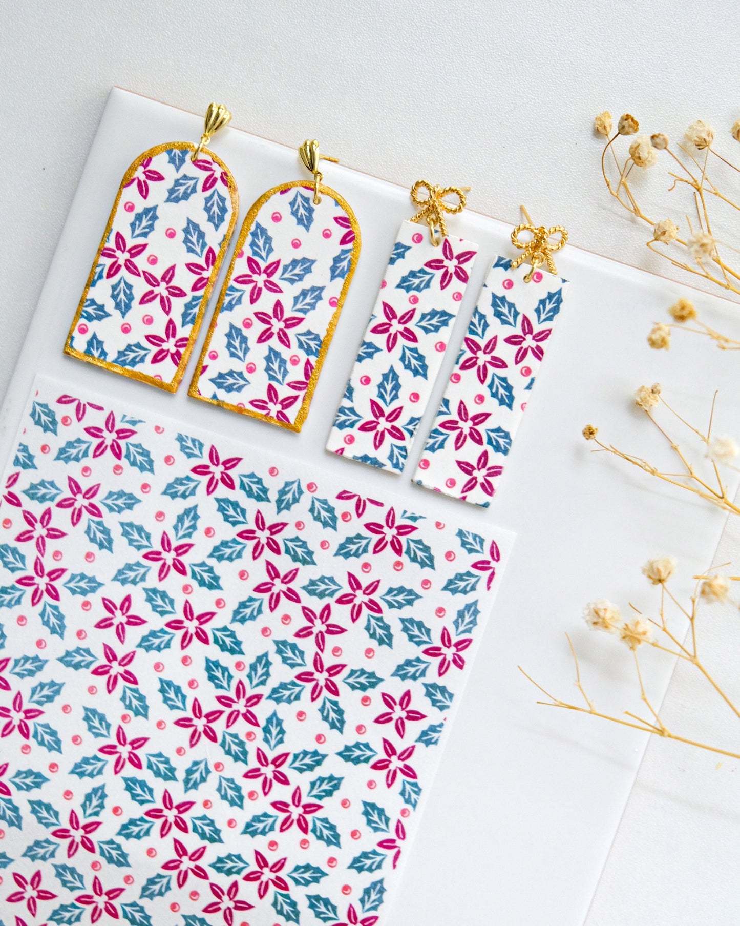 Holly Floral Clay Transfer Sheet