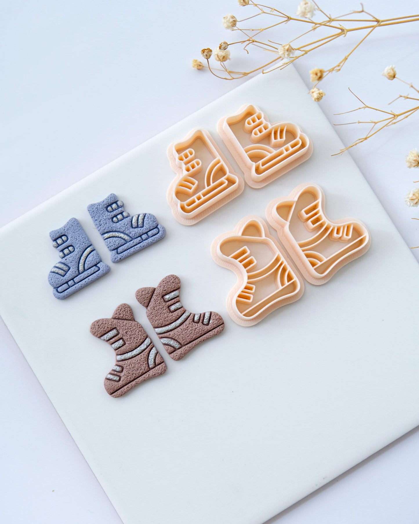 Embossing Ski Boots Polymer Clay Cutters Set