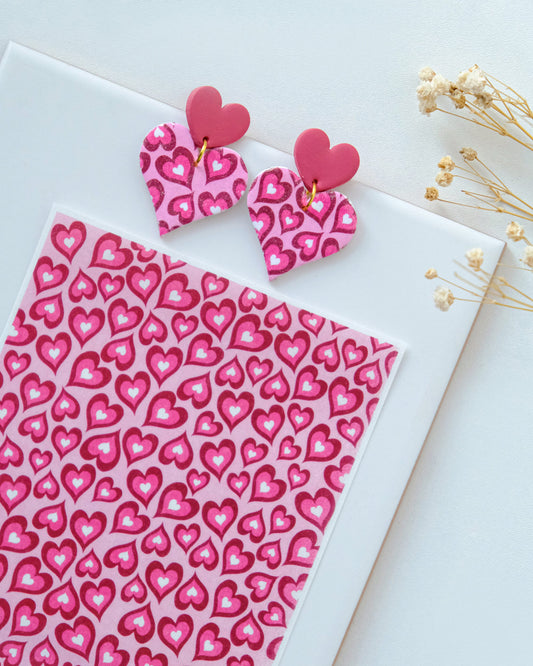 Heart Pattern Valentines Day Clay Transfer Paper