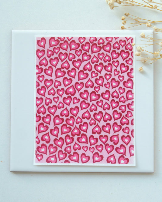 Heart Pattern Valentines Day Clay Transfer Paper
