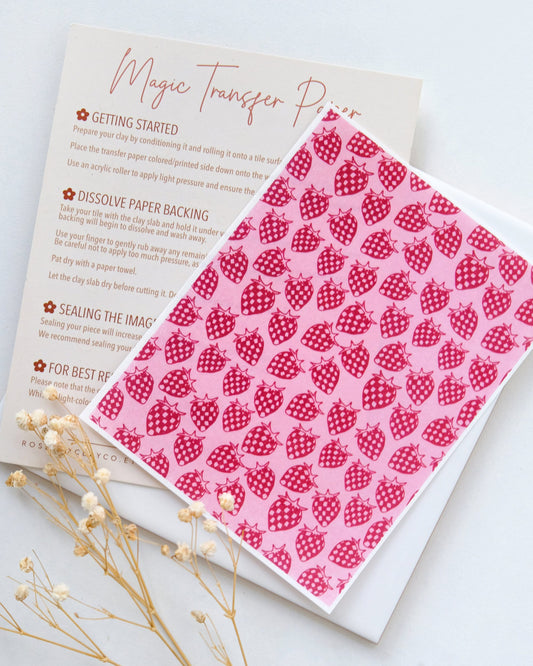 Strawberry Valentines Clay Transfer Paper