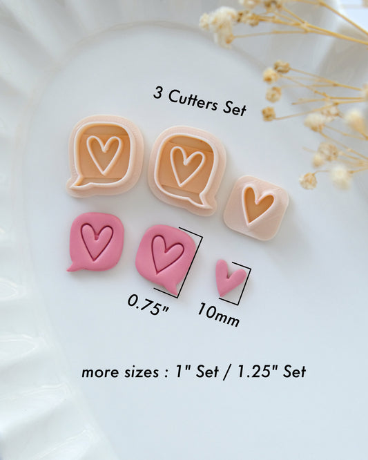 Conversation Heart Valentines Clay Cutters Set