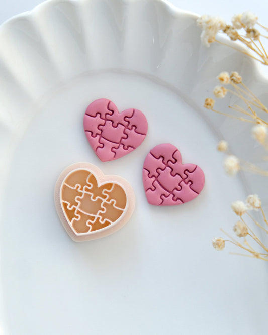 Puzzle Heart Valentines Polymer Clay Cutters