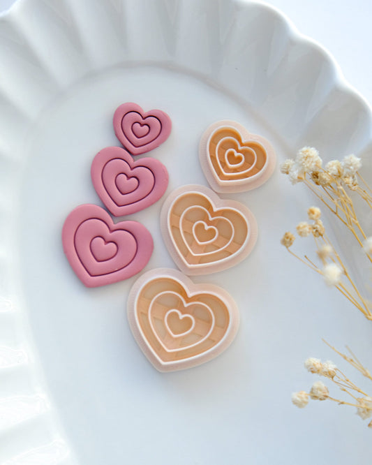 Embossing Heart Valentines Polymer Clay Cutters
