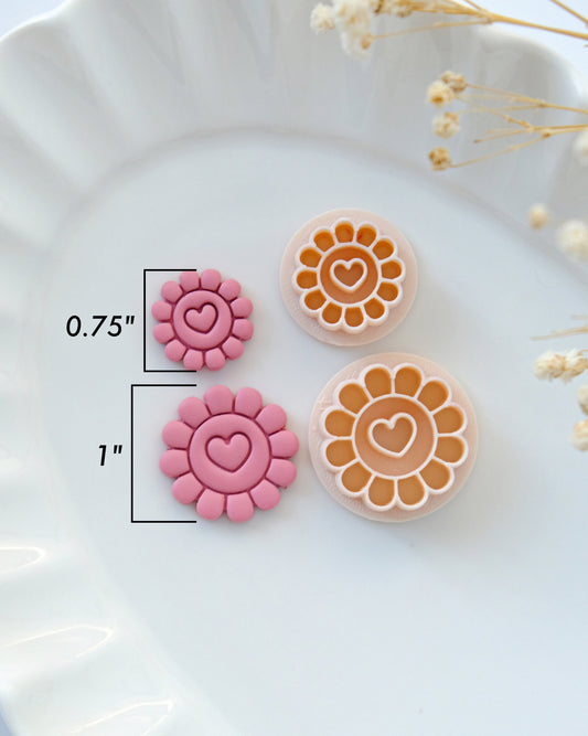 Heart Sunflower Valentines Clay Cutters