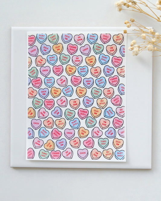 Conversation Heart Valentines Clay Transfer Paper