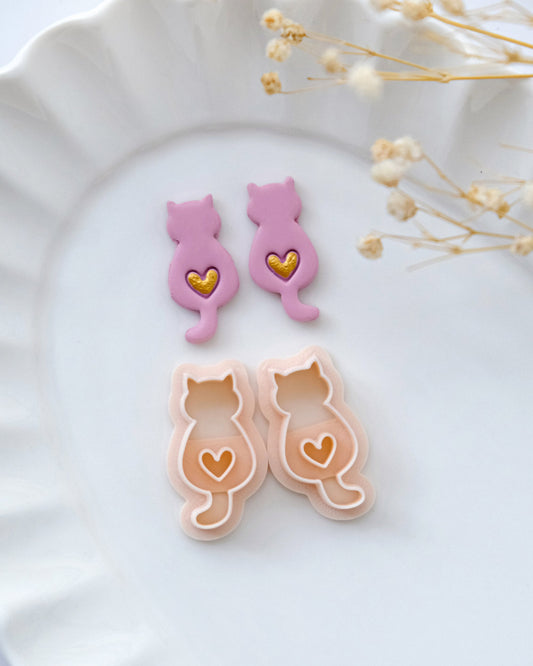 Cat with Heart Polymer Clay Cutters