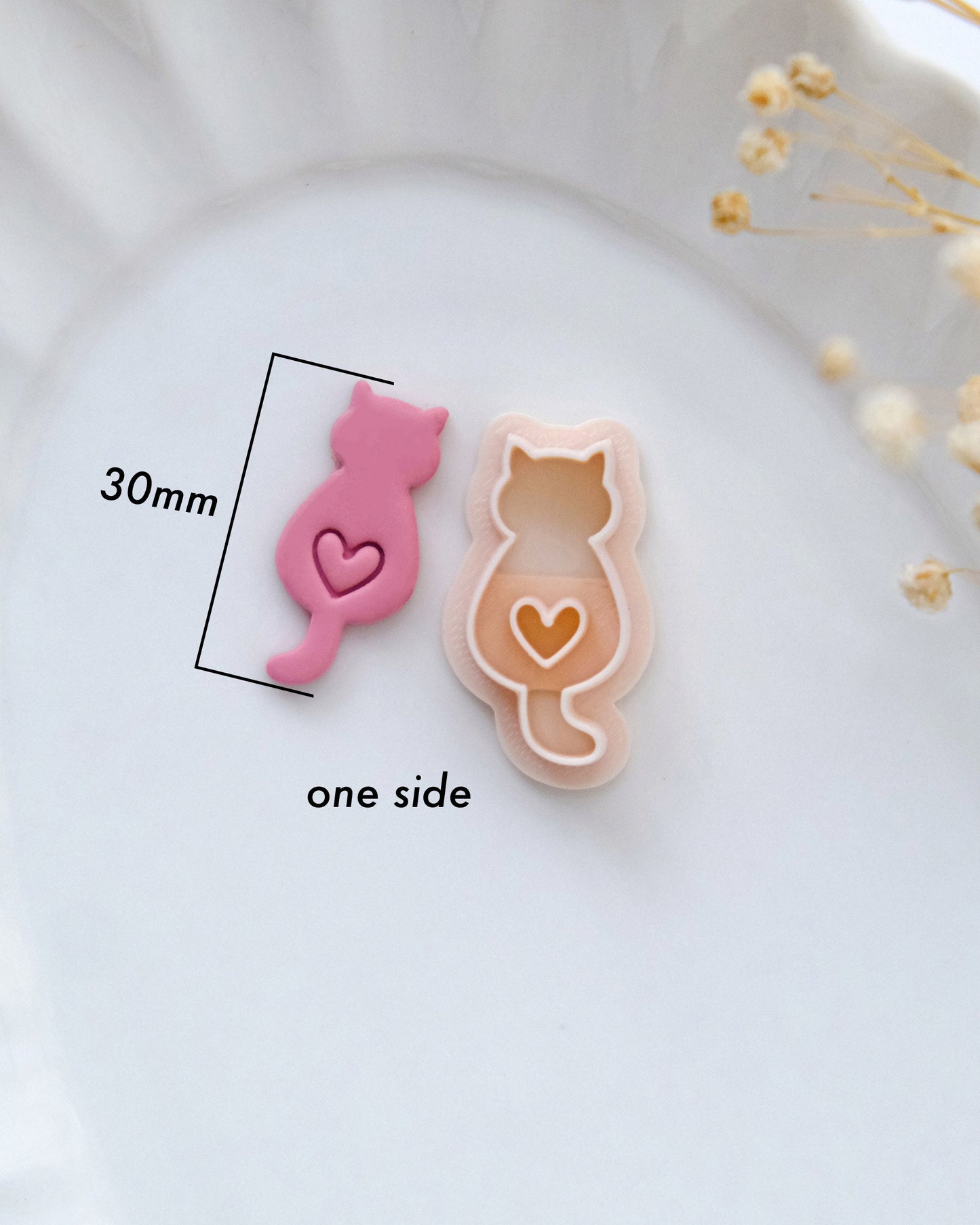 Cat with Heart Polymer Clay Cutters