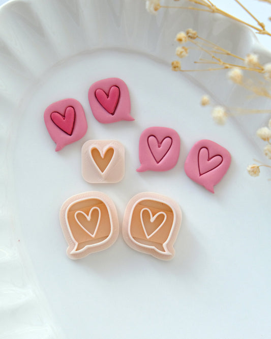 Conversation Heart Valentines Clay Cutters Set