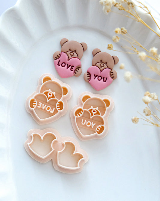 Love You Bear Valentines Clay Cutters Set