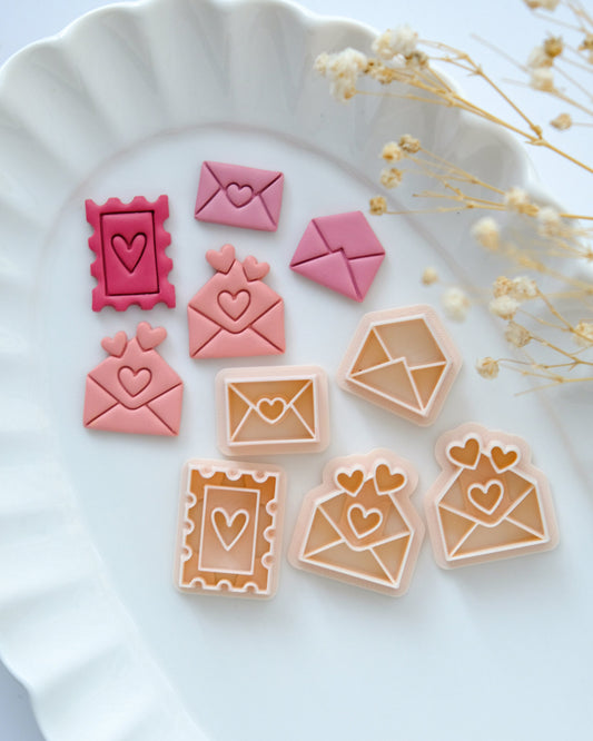 Love Envelope Stamp Valentines Clay Cutters
