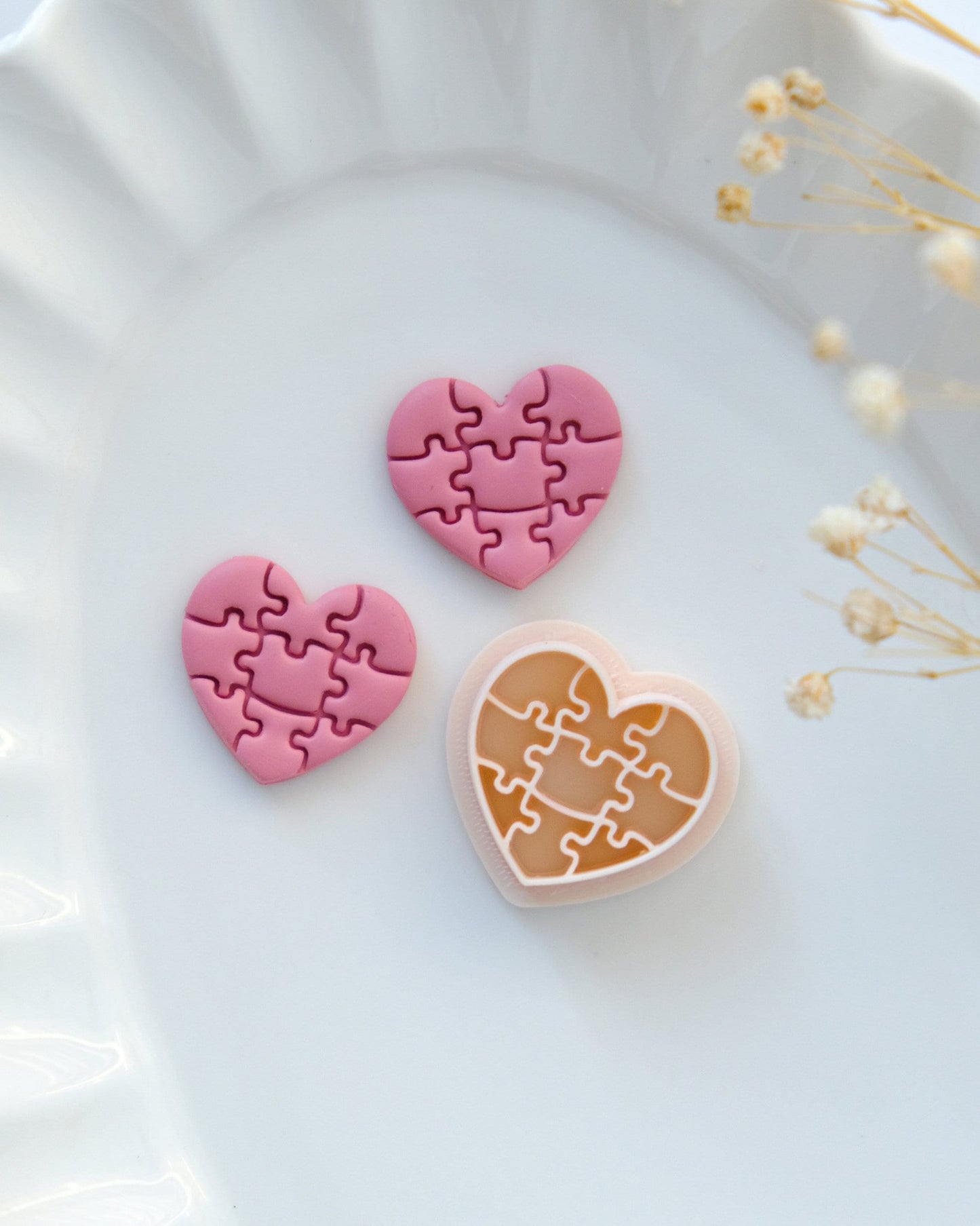 Puzzle Heart Valentines Polymer Clay Cutters