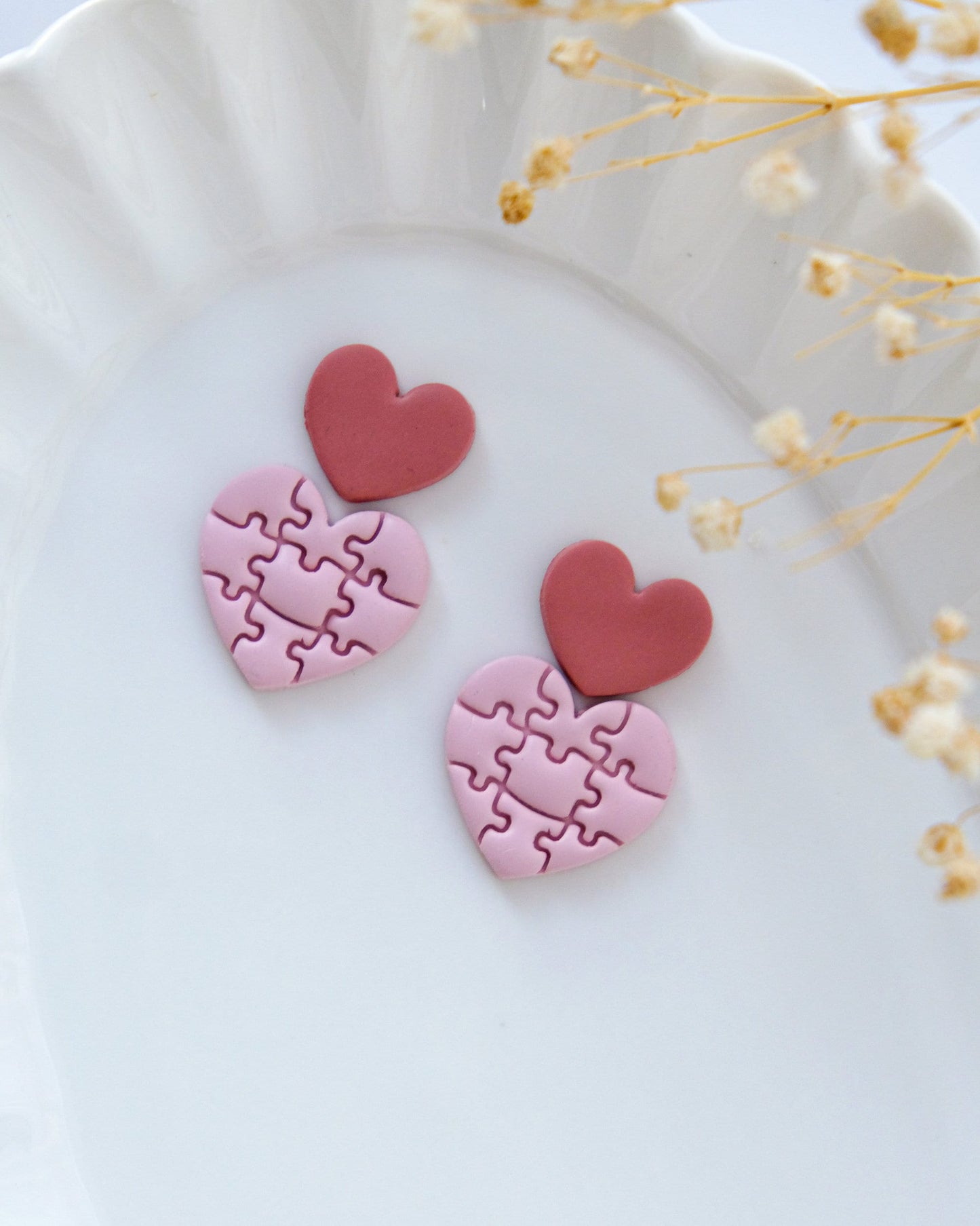 Puzzle Heart Valentines Polymer Clay Cutters