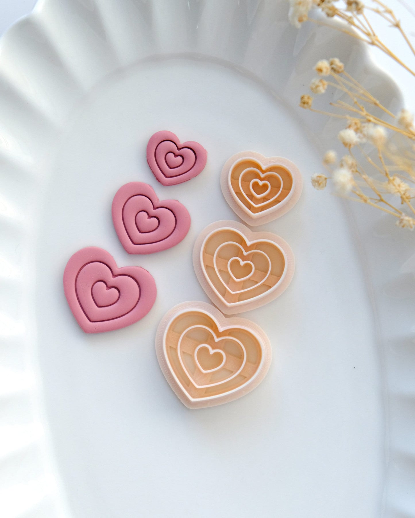 Embossing Heart Valentines Polymer Clay Cutters