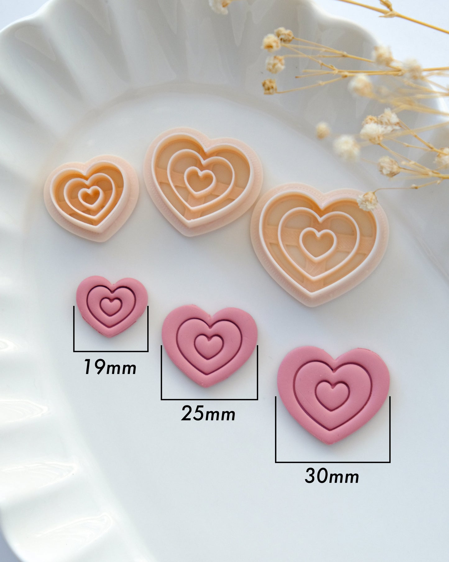 Embossing Heart Valentines Polymer Clay Cutters