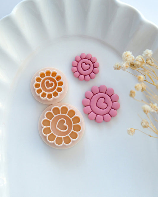 Heart Sunflower Valentines Clay Cutters