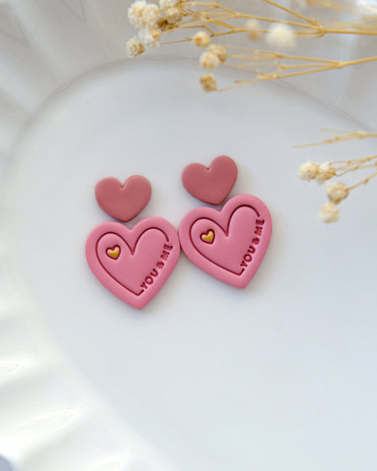 You and Me Heart Valentines Clay Cutters