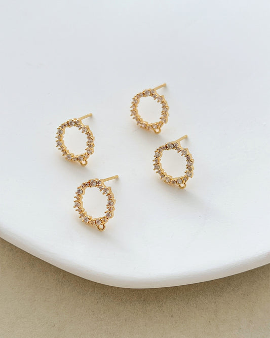 14K Gold Filled Zircon Wreath Earring Posts with Loop