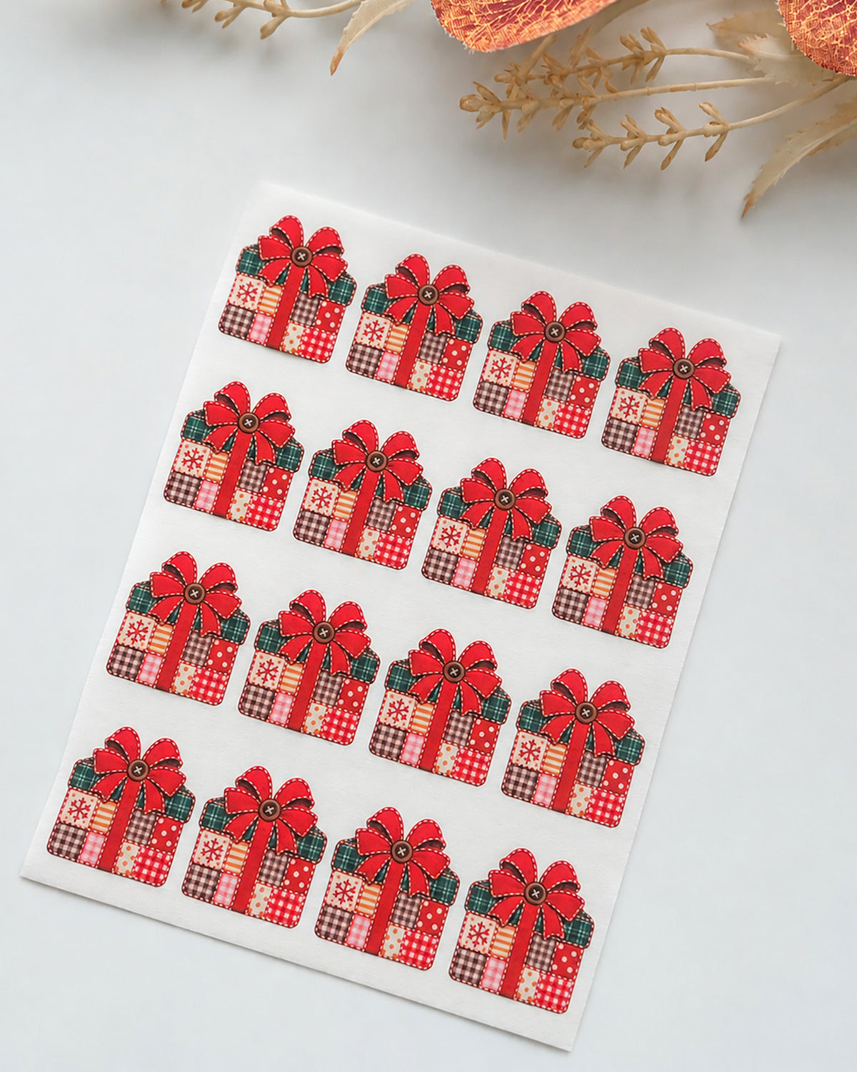 Patchwork Christmas Gift Box Polymer Clay Transfer Paper & Matching Cutter