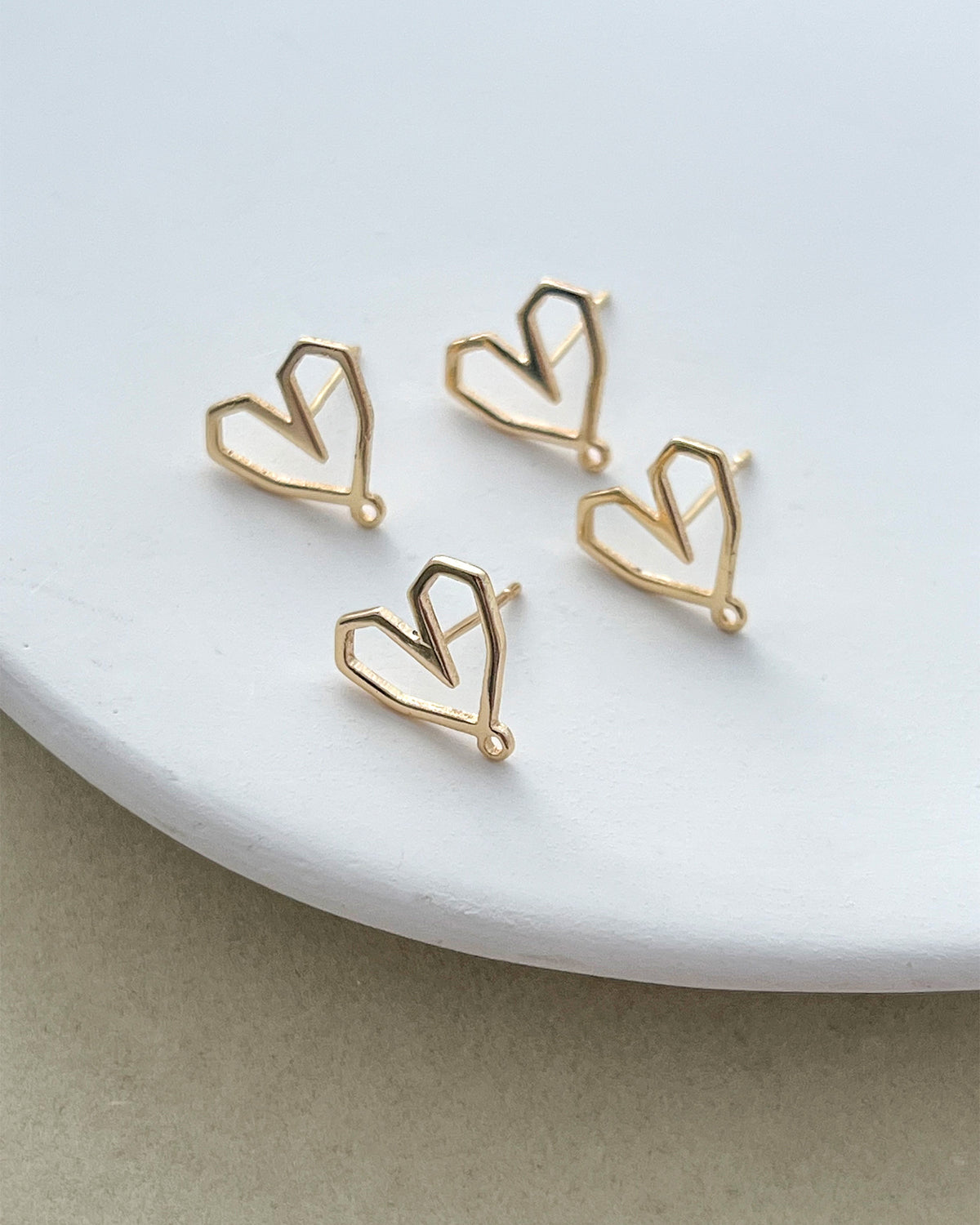14K Gold Filled Heart Earring Posts with Loop