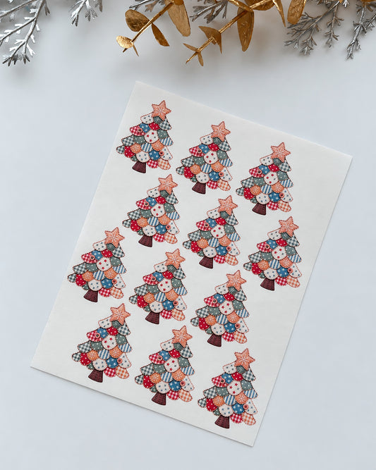 Patchwork Christmas Tree Polymer Clay Transfer Paper & Matching Cutter