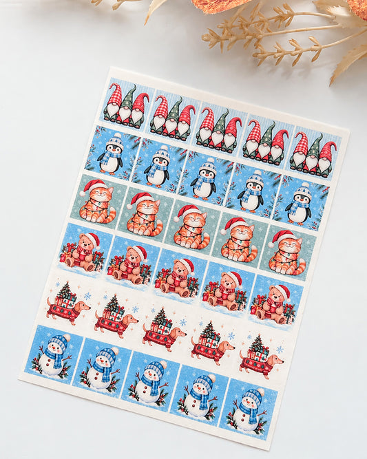 Christmas Postage Stamp Polymer Clay Transfer Paper & Matching Cutters