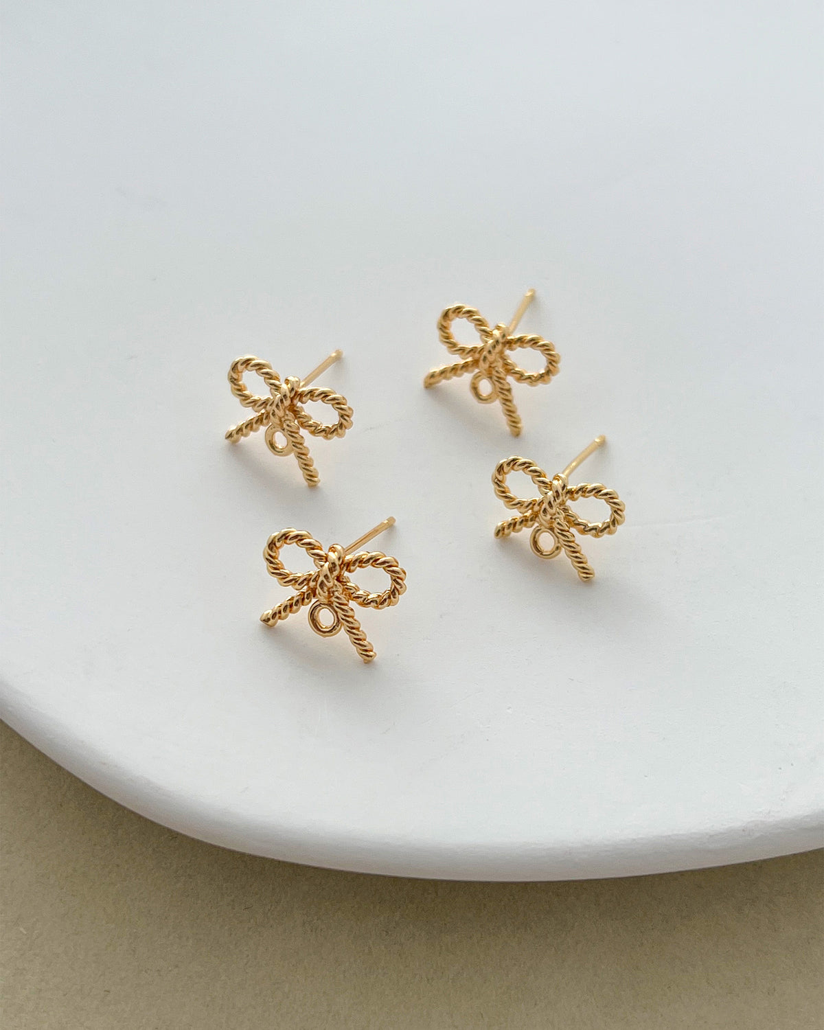 14K Gold Filled Twisted Bow Earring Posts with Loop