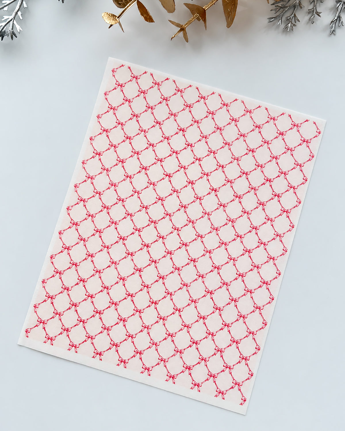 Pink Bow Trellis Polymer Clay Transfer Paper