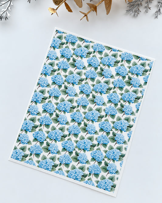 Blue Hydrangeas Polymer Clay Transfer Paper