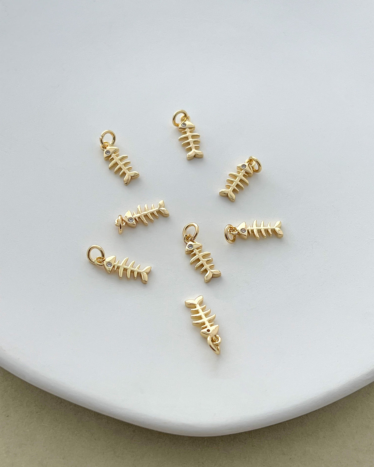 14K Gold Filled Zircon Fishbone Earring Charms