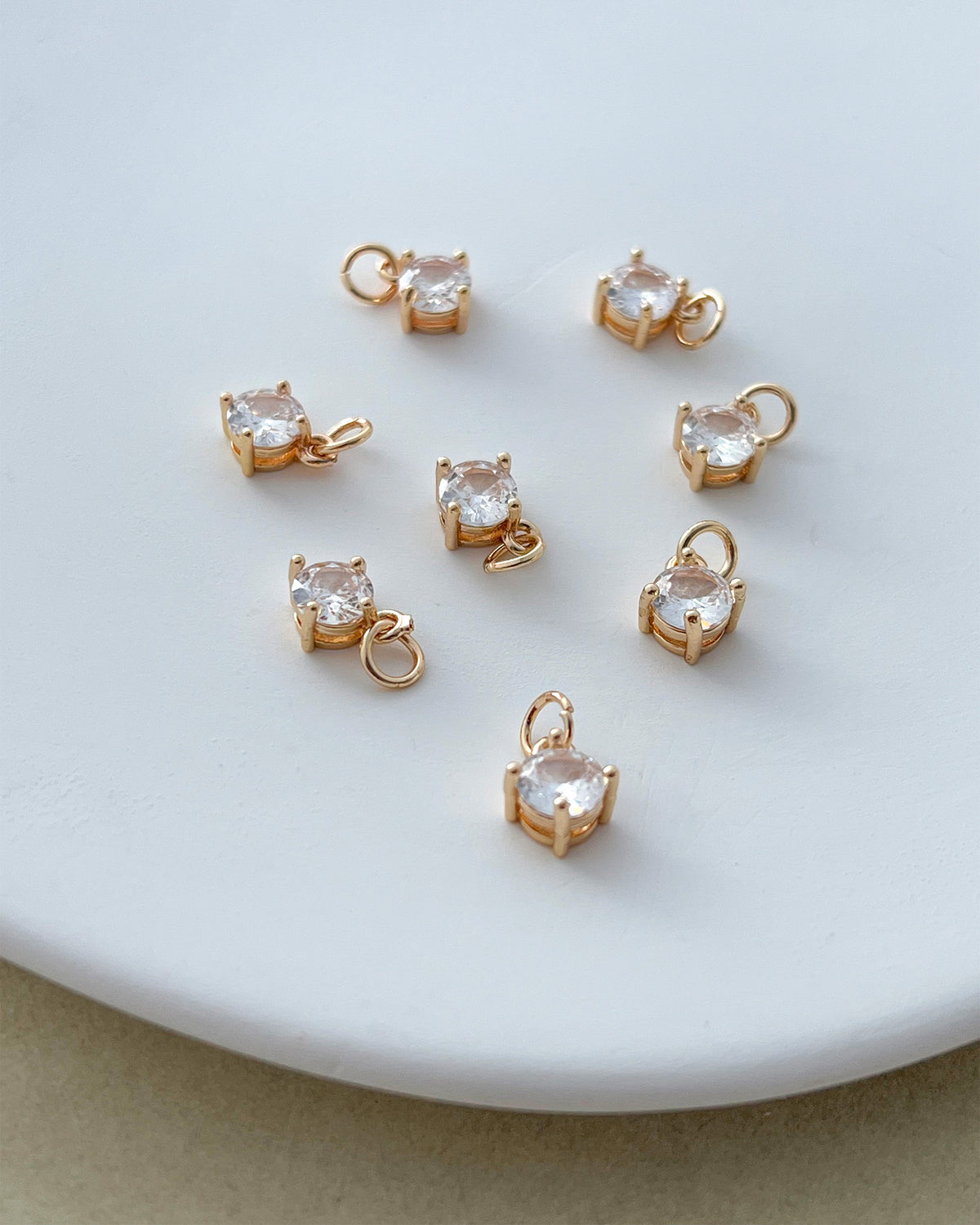 14K Gold Filled Round Zircon Earring Charms