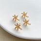 14K Gold Plated Zircon Snowflake Earring Posts with Loop