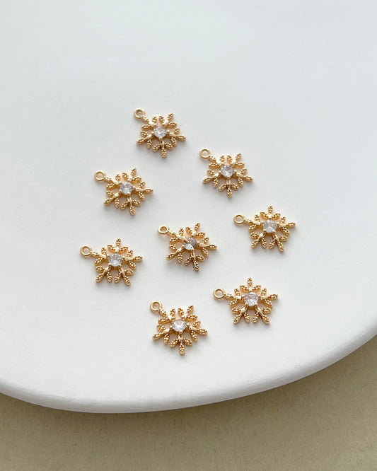 14K Gold Filled Zircon Snowflake Earring Charms