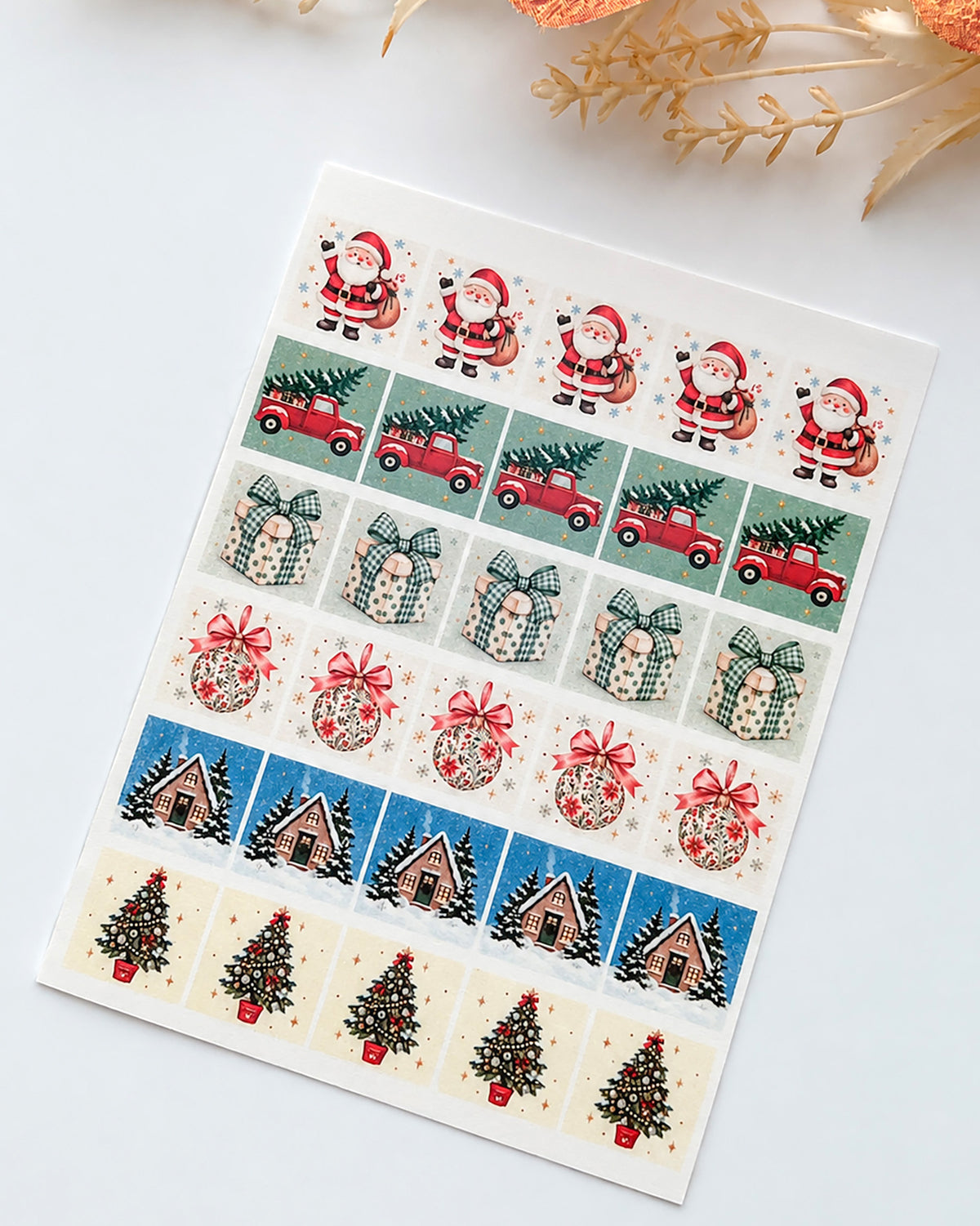 Christmas Postage Stamp Polymer Clay Transfer Sheet & Matching Cutters