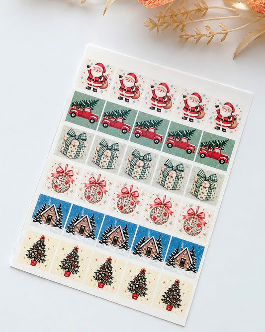 Christmas Postage Stamp Polymer Clay Transfer Sheet & Matching Cutters