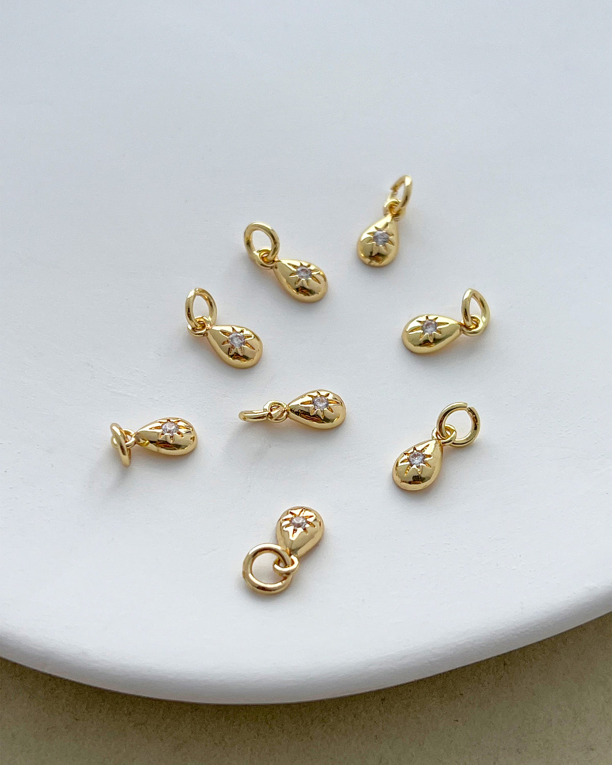 14K Gold Filled Zircon Teardrop Earring Charms