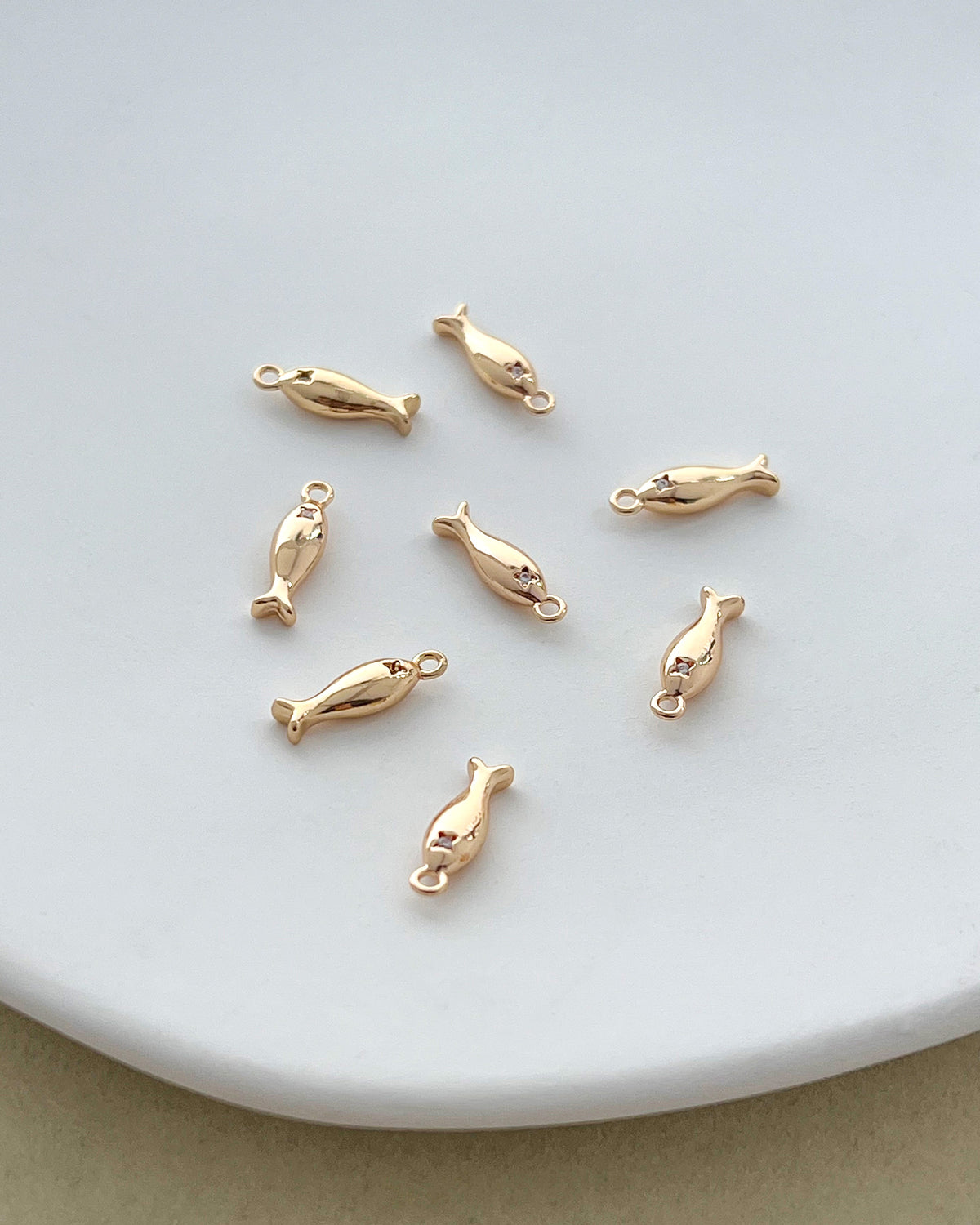 14K Gold Filled Zircon Fish Earring Charms
