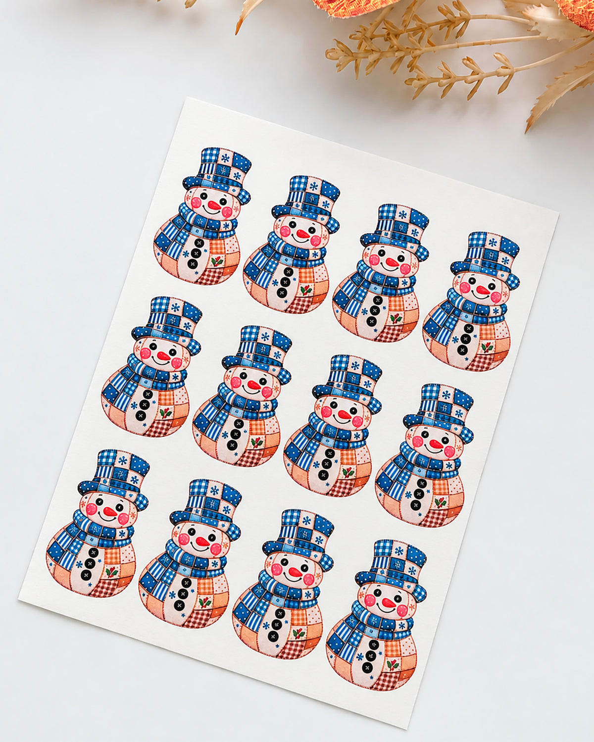 Patchwork Snowman Polymer Clay Transfer Paper & Matching Cutter