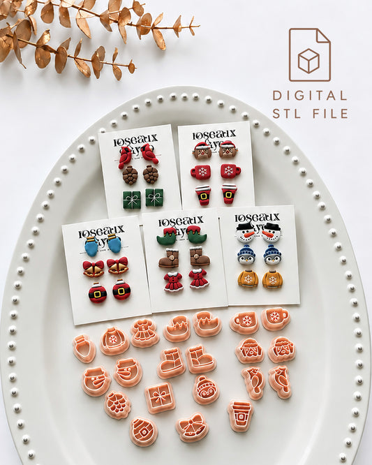 Winter Christmas Stud Polymer Clay Cutter STL Files