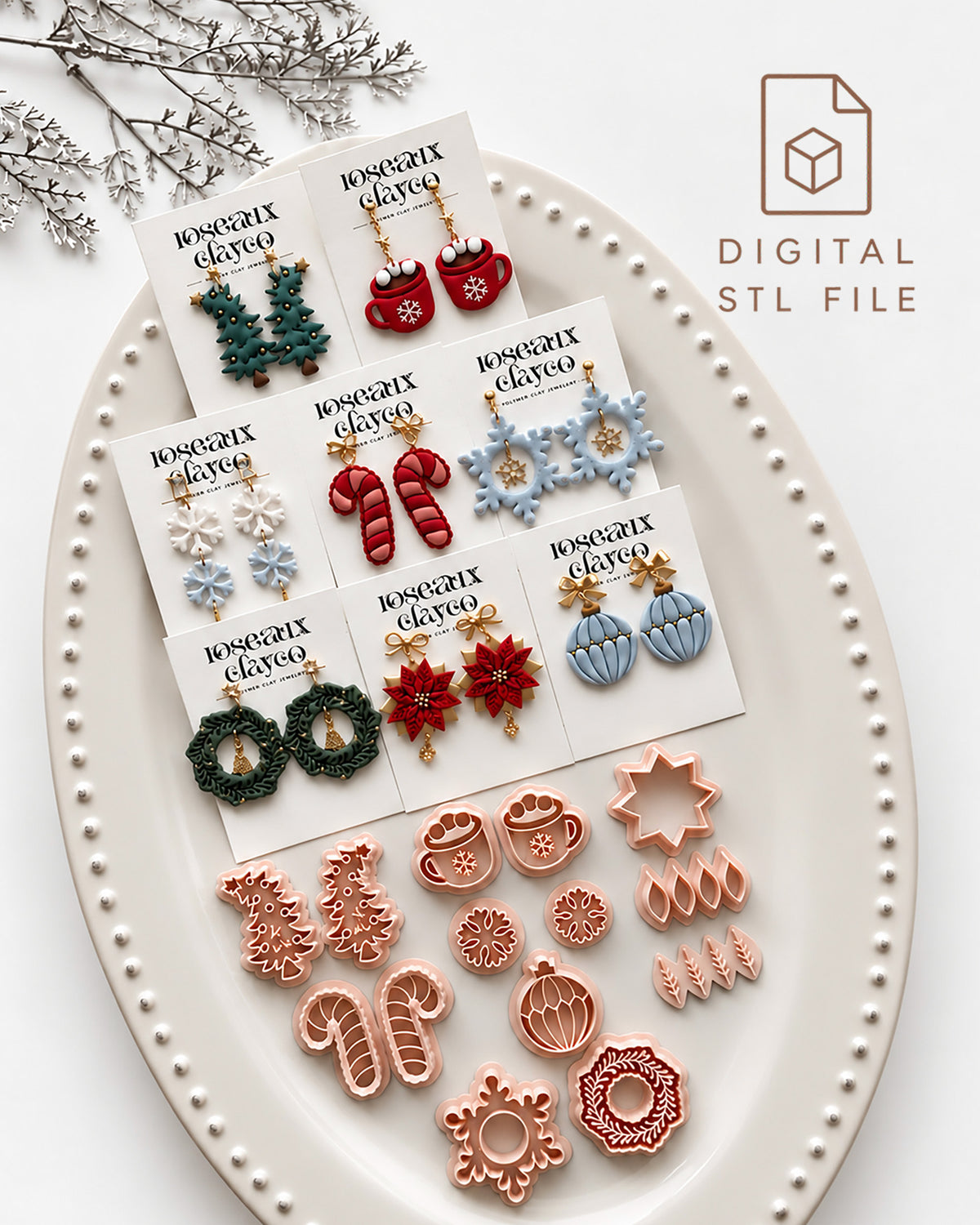 Cozy Winter Holiday Polymer Clay Cutter STL Files