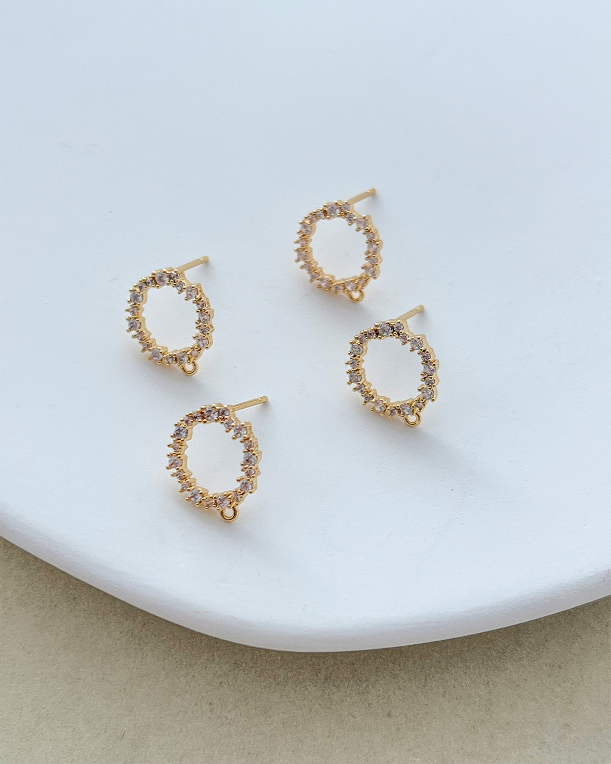 14K Gold Filled Zircon Wreath Earring Posts with Loop
