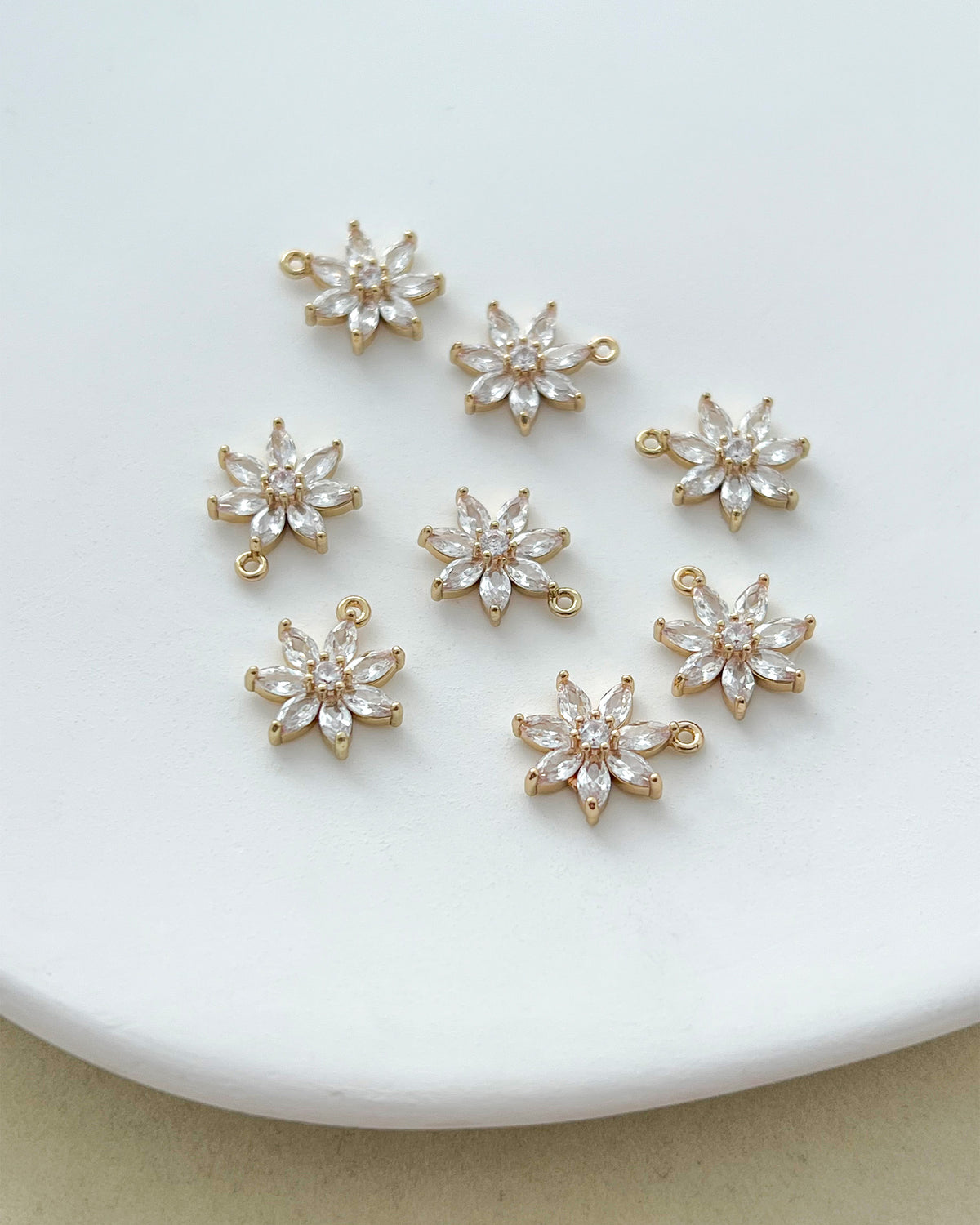 14K Gold Filled Zircon Snowflake Earring Charms
